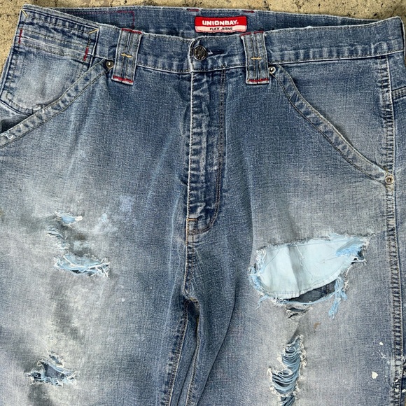 Unionbay flex carpenter jeans thrashed vintage denim size 34 x 32 - Picture 3 of 8